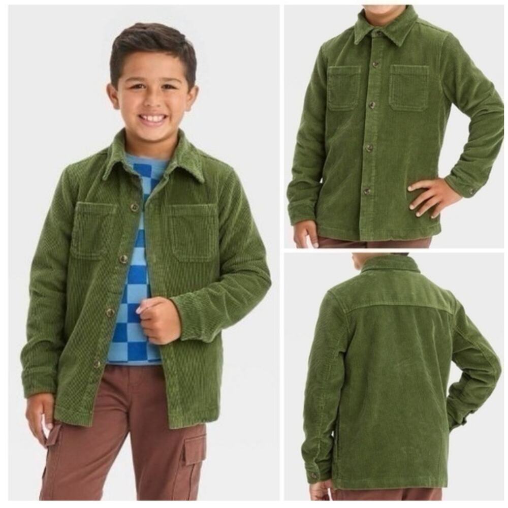 Cat & Jack Green Corduroy Shacket - Boys Size Large